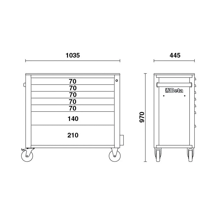 BETA TOOLS 7 DRAWER ROLLER CAB GREY RSC24AXL/7 - Image 3