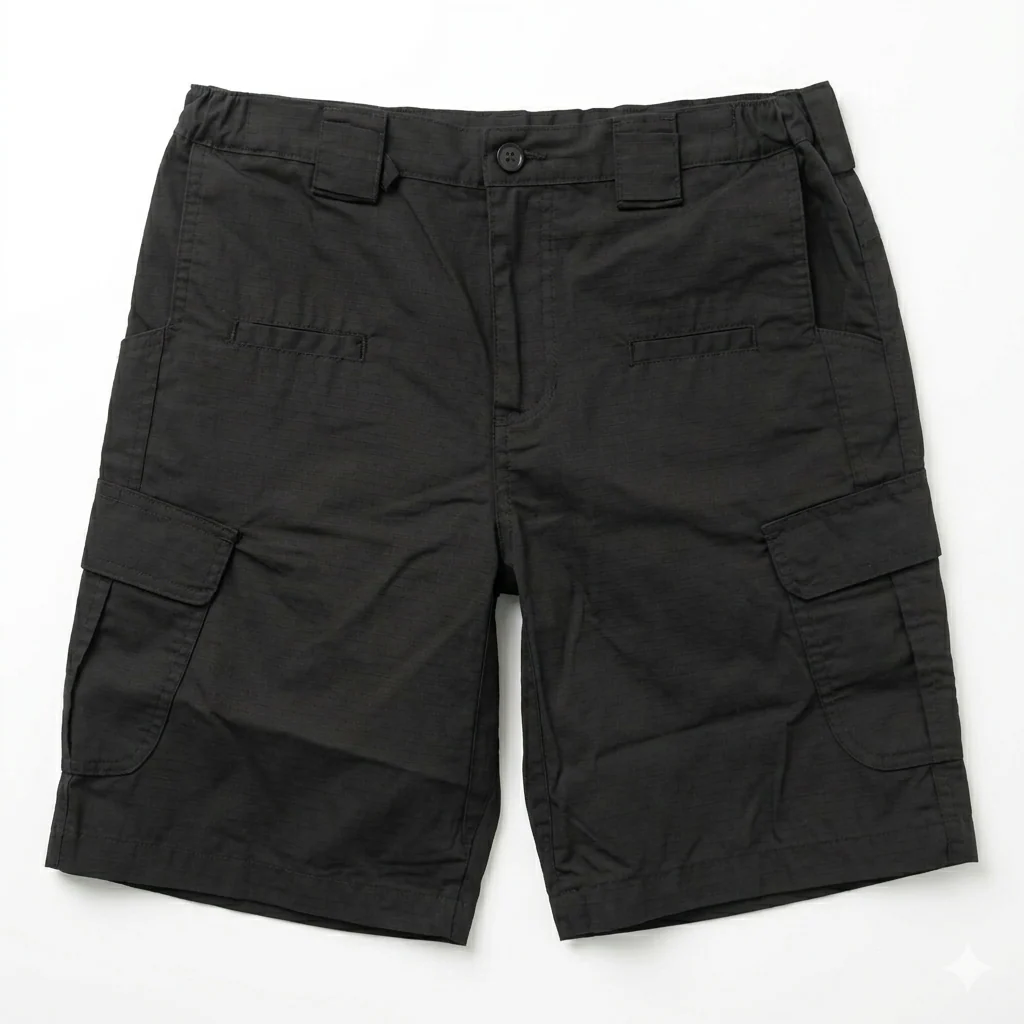 Fyshe Lightweight Mechanics Cargo Shorts Poly/Cotton Blend Black - Image 2