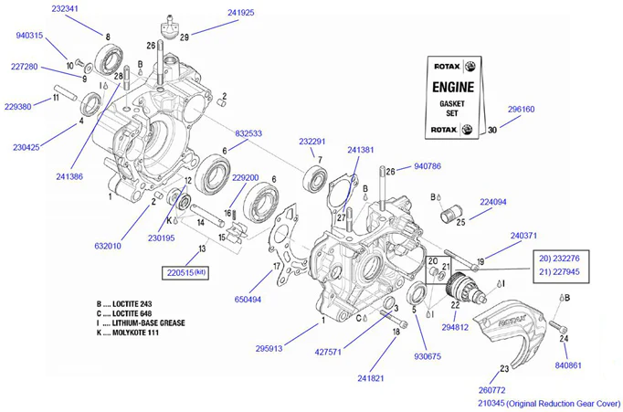 Genuine Rotax Max Genuine Engine Gasket Kit 296160 - Image 2