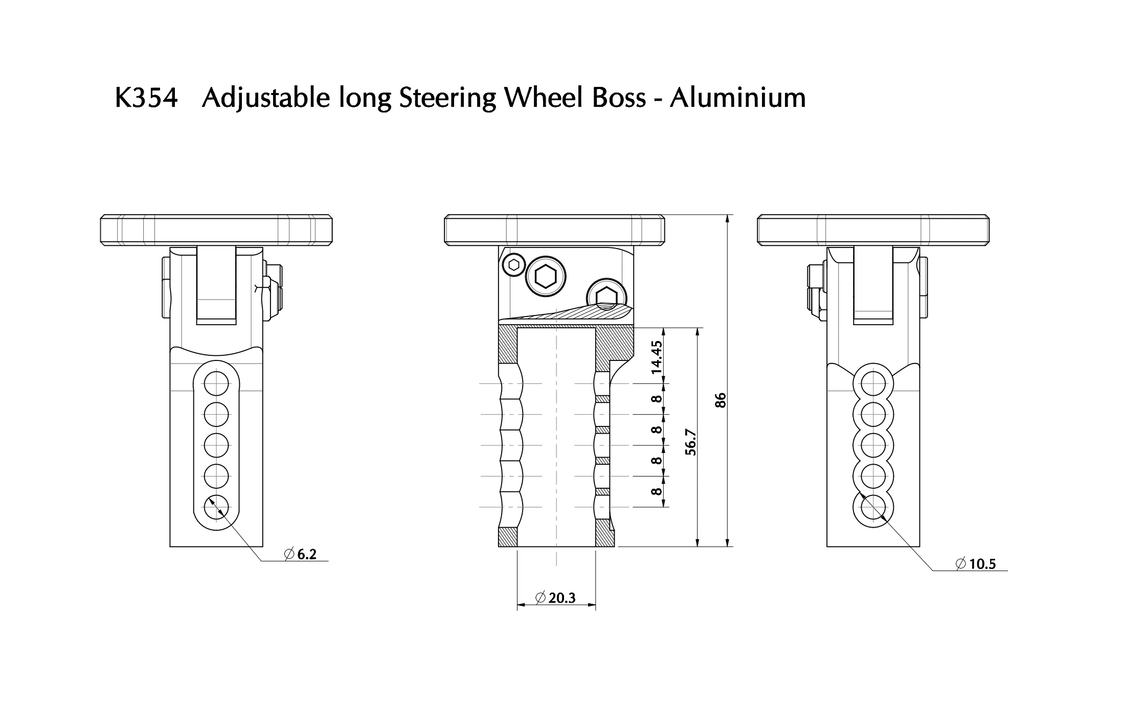 Adjustable long Steering Wheel Boss Anodized - Image 2