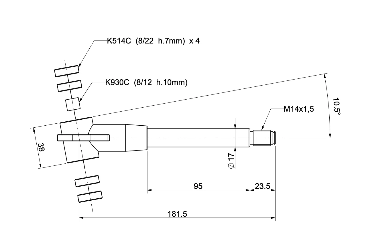 General Stub Axle 17mm 6082RS (95mm Shaft) - Image 3