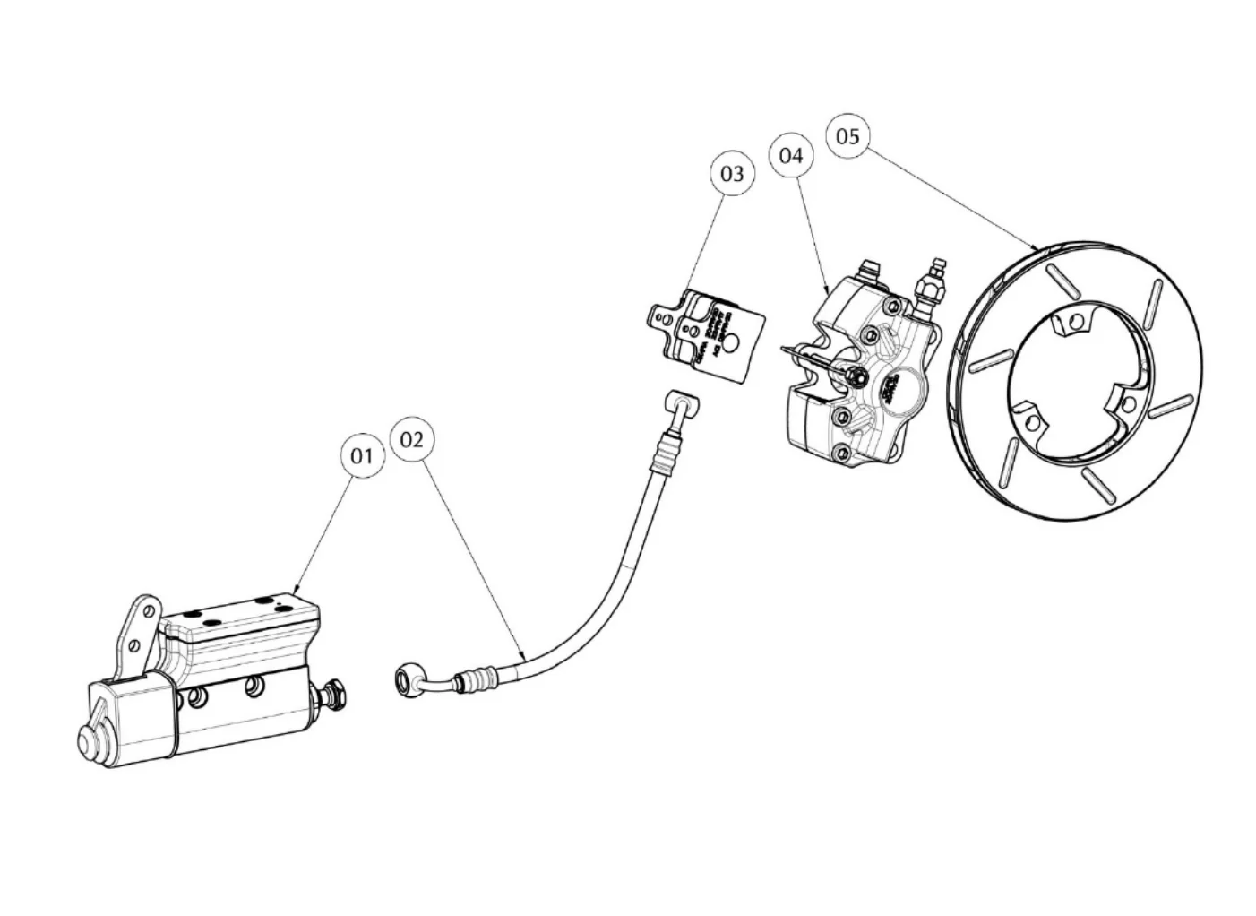 Complete Rear Brake Kit MA21 Minikart Hydraulic Anodized - Image 2