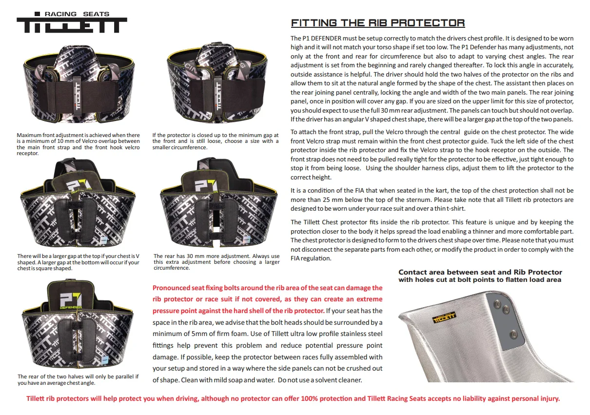 Tillett P1 Defender CIK-FIK 8870 2018 Body Rib Protector - Image 4