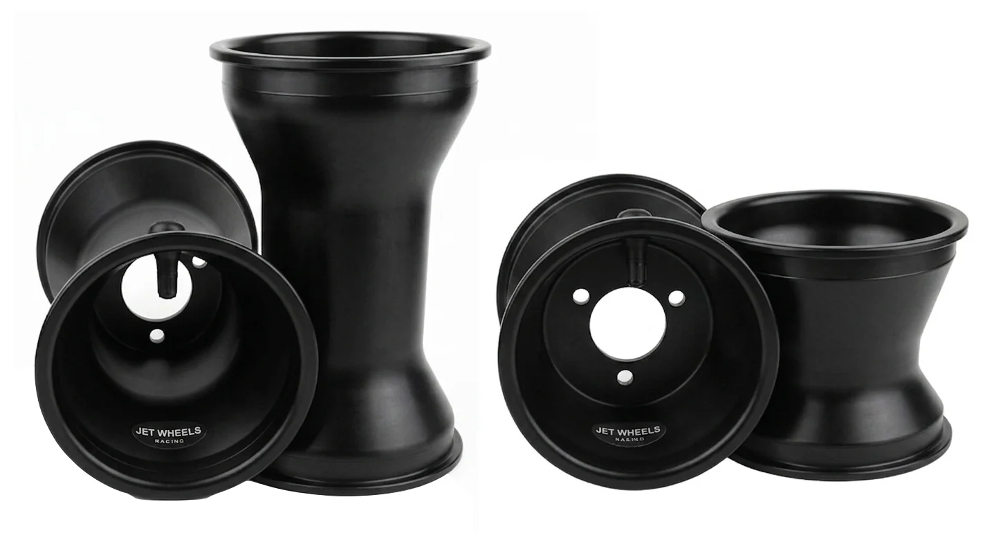 Jet Aluminum Racing Kart Wheels Set Black 130/210mm (Slick Set)