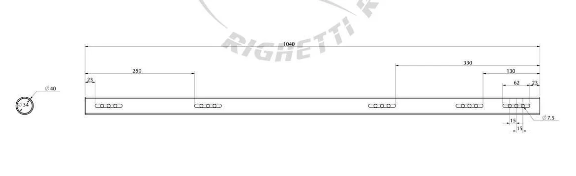 Rear Axle 40mm 1040mm (3mm Thickness) - Image 2