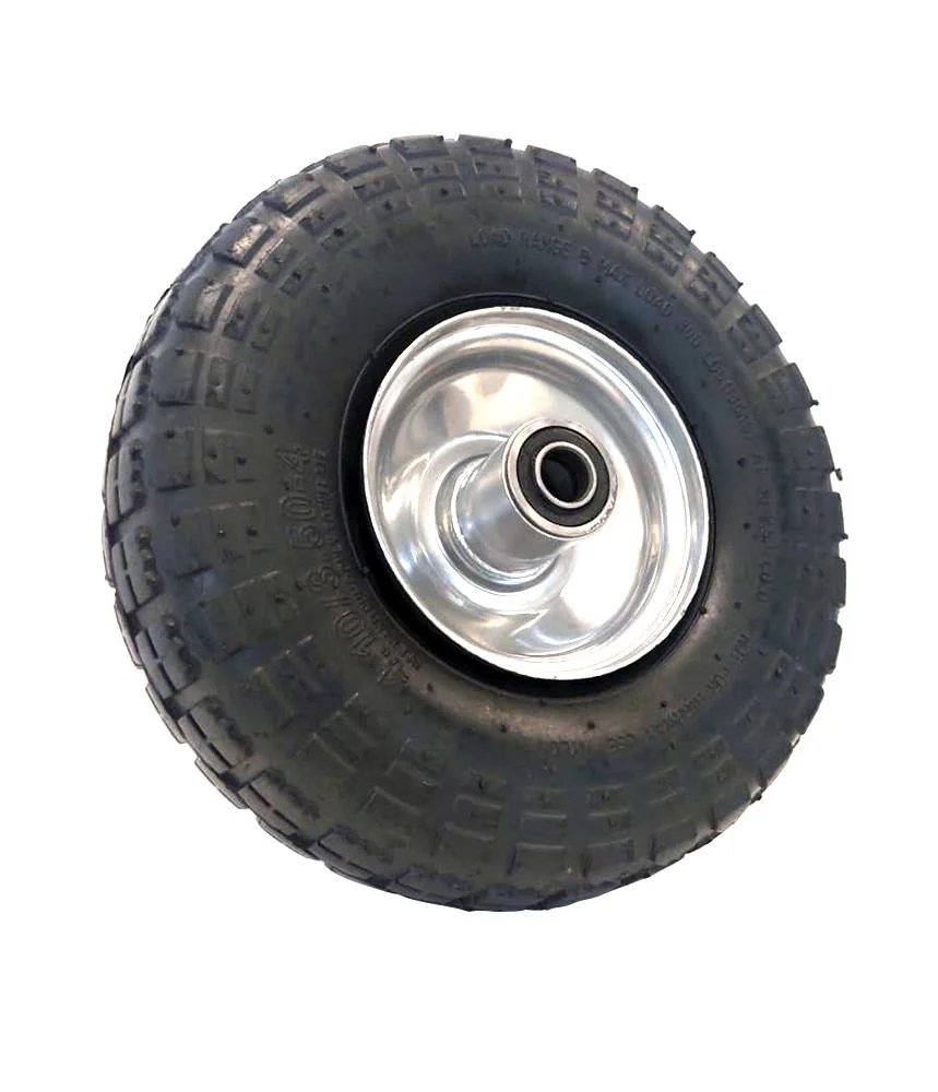 Silver Steel Pneumatic Wheel 3.50-4 16mm Axle Trolley Kart