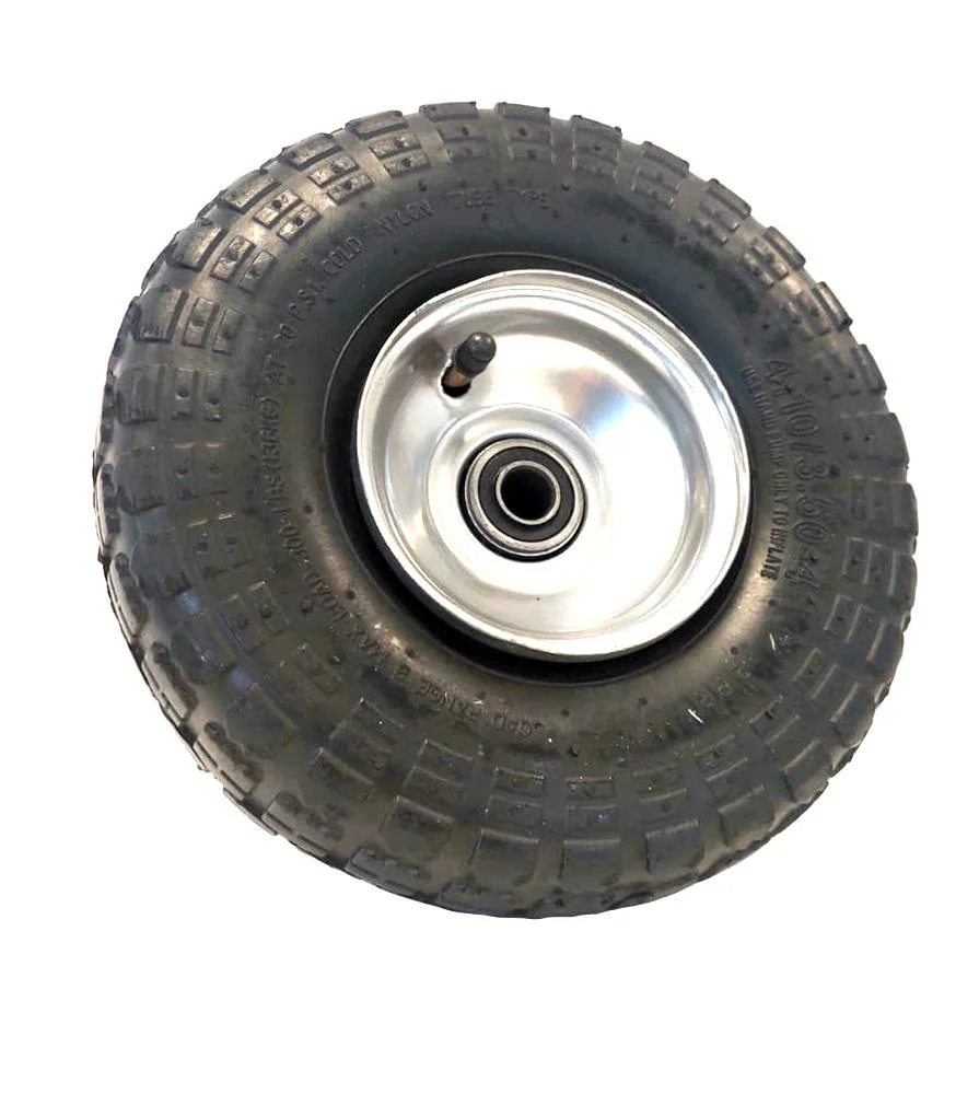 Silver Steel Pneumatic Wheel 3.50-4 16mm Axle Trolley Kart - Image 2